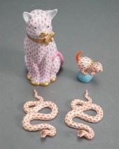 TWO HEREND CATS AND TWO SNAKES