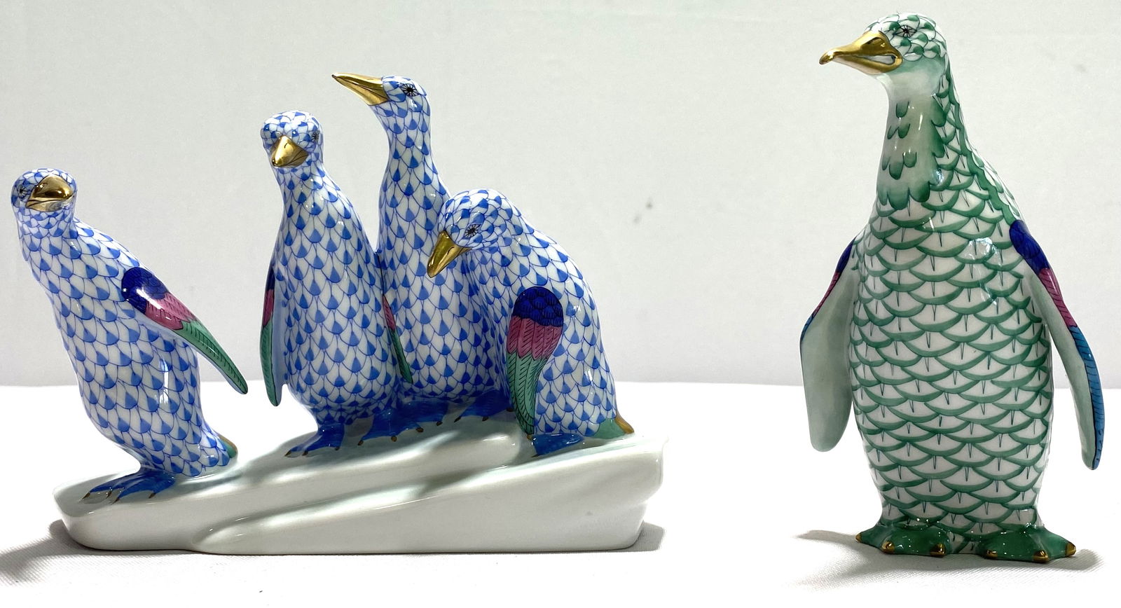 TWO HEREND FISHNET PORCELAIN