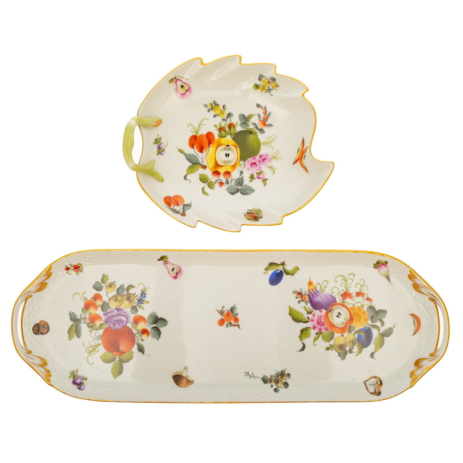 TWO HEREND FRUITS & FLOWERS TABLE