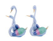 TWO HEREND 'PAIR OF SWANS' POR