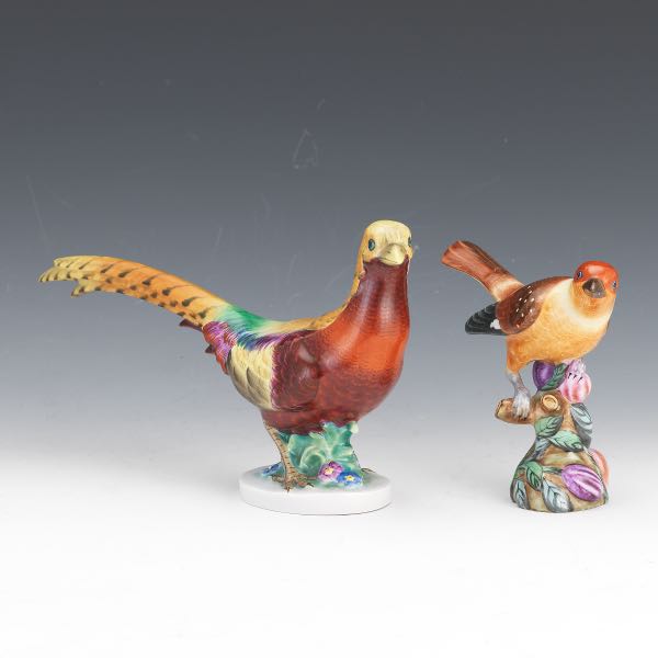 TWO HEREND PORCELAIN BIRDS 