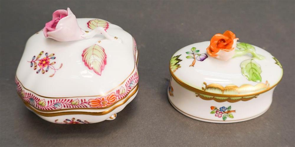 TWO HEREND PORCELAIN BOXESTwo
