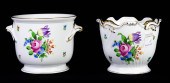 TWO HEREND PORCELAIN CACHE POT