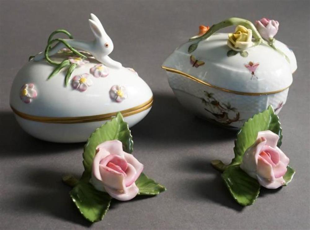 TWO HEREND PORCELAIN COVERED