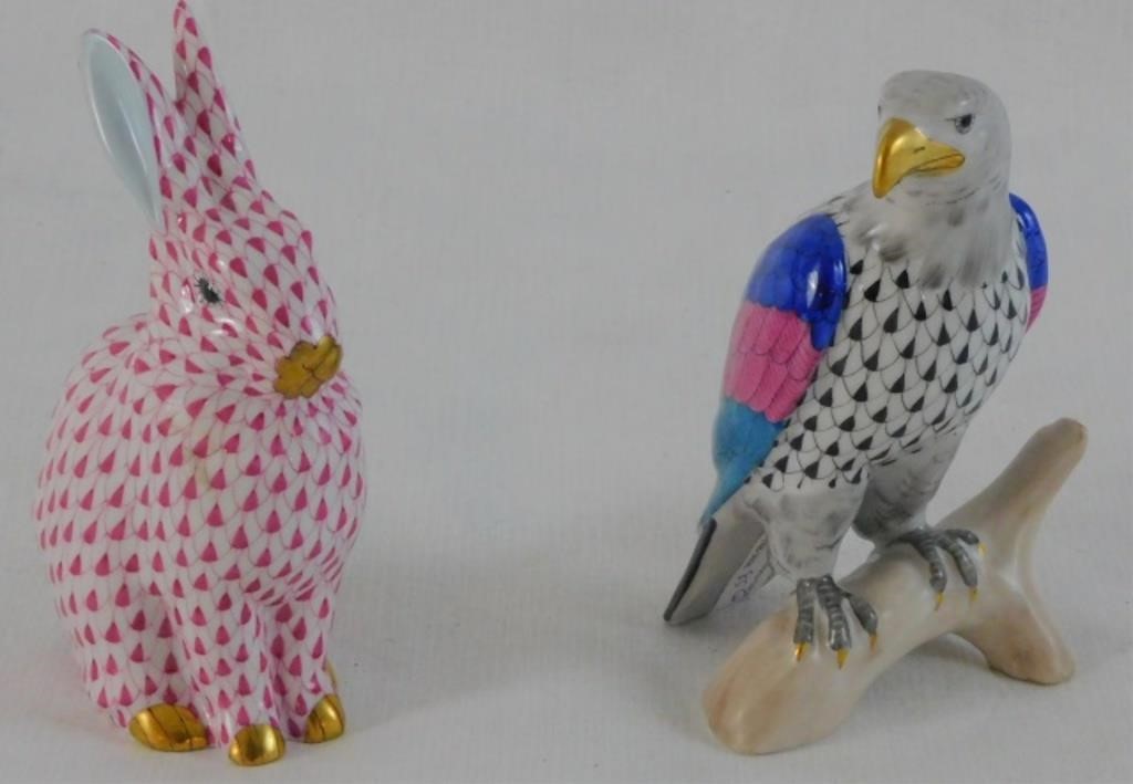 TWO HEREND PORCELAIN FIGURINES.