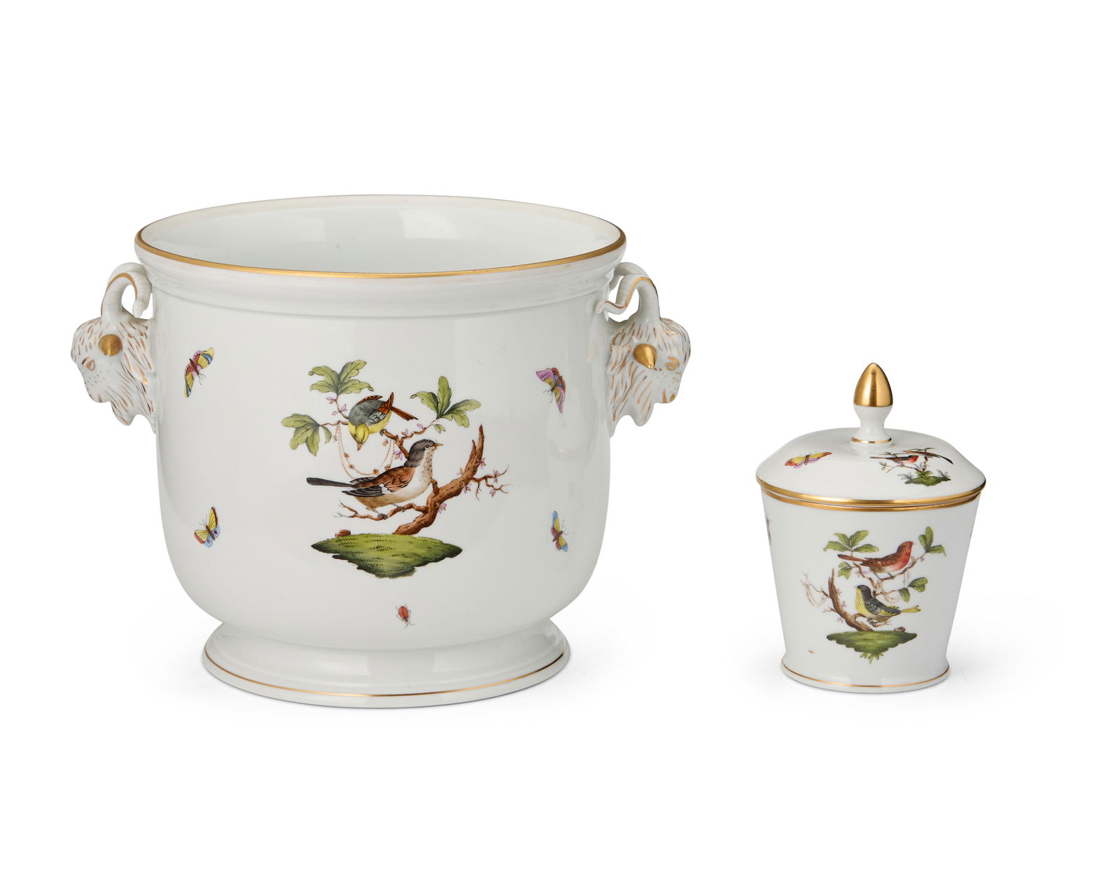 TWO HEREND PORCELAIN "ROTHSCHILD