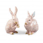 TWO HEREND PORCELAIN RUST NETT