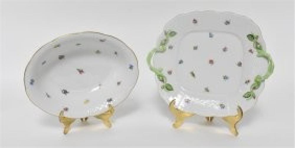 TWO HEREND PORCELAIN SERVING ITEMS.