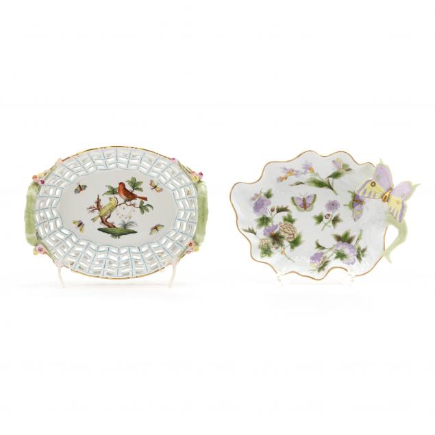 TWO HEREND PORCELAIN SERVING PIECES