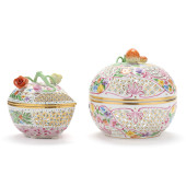 TWO HEREND RETICULATED PORCELA