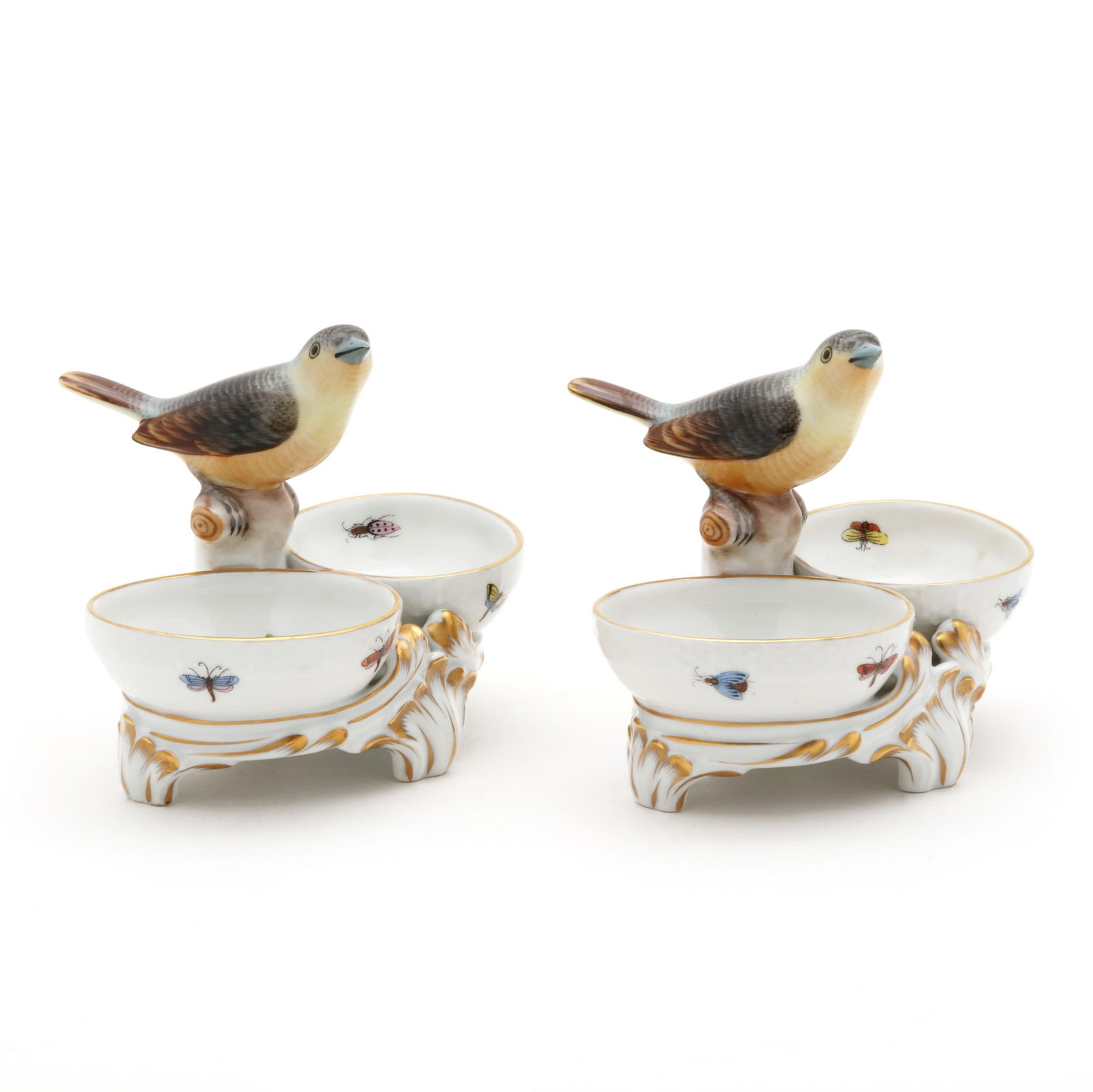 TWO HEREND  ROTHSCHILD BIRD  TWIN