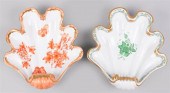 TWO HEREND SCALLOP SHELL DISHE