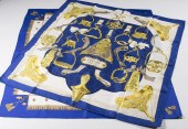 TWO HERMES PARIS SILK SCARVES: