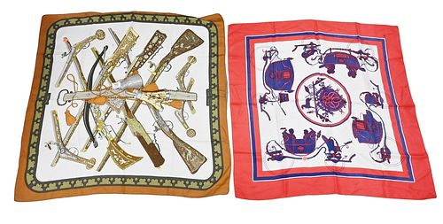 TWO HERMES SILK SCARVES, TO INCLUDE