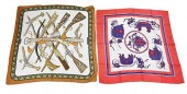 TWO HERMES SILK SCARVES, TO IN