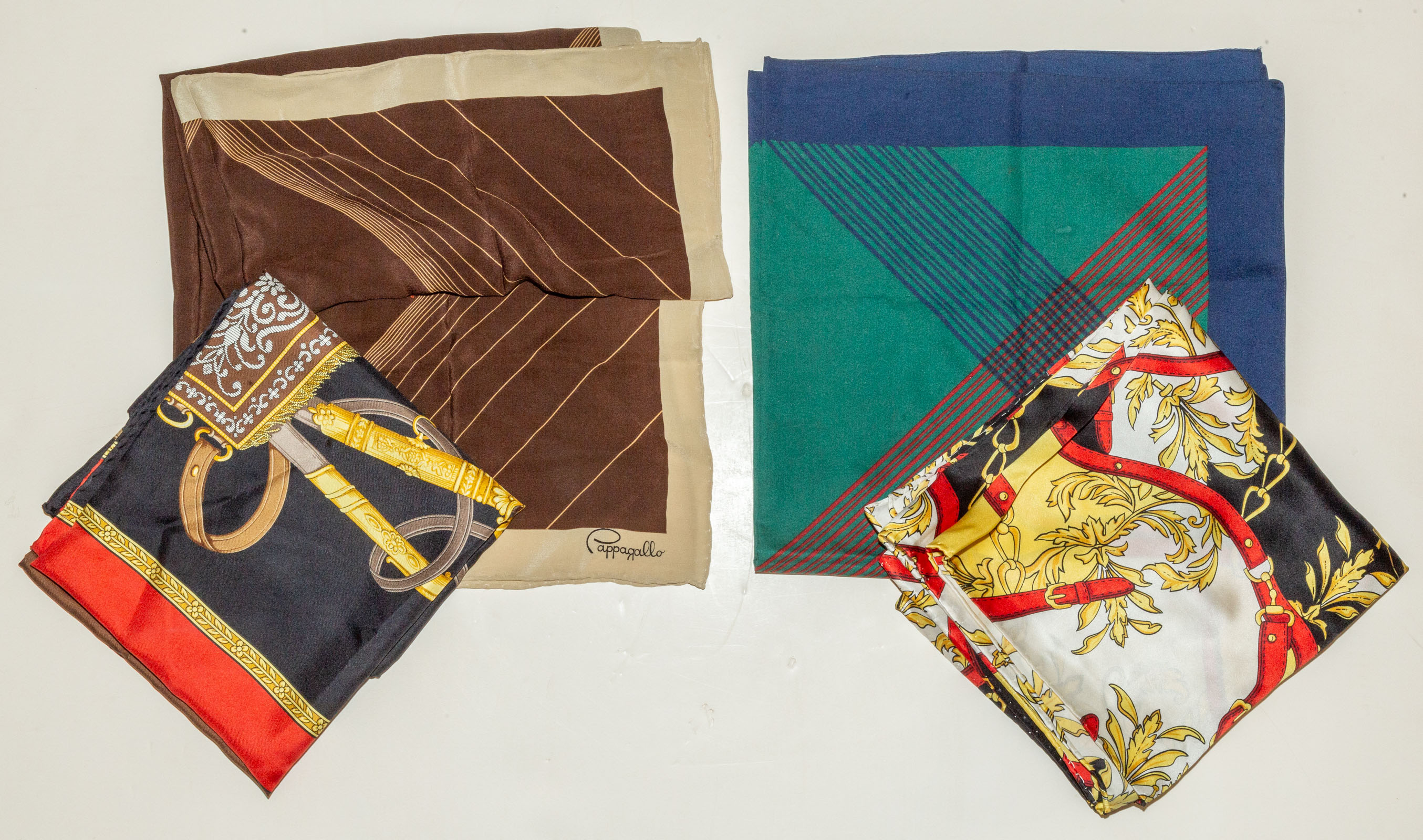 TWO HERMES STYLE SCARVES & TWO