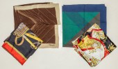 TWO HERMES STYLE SCARVES & TWO