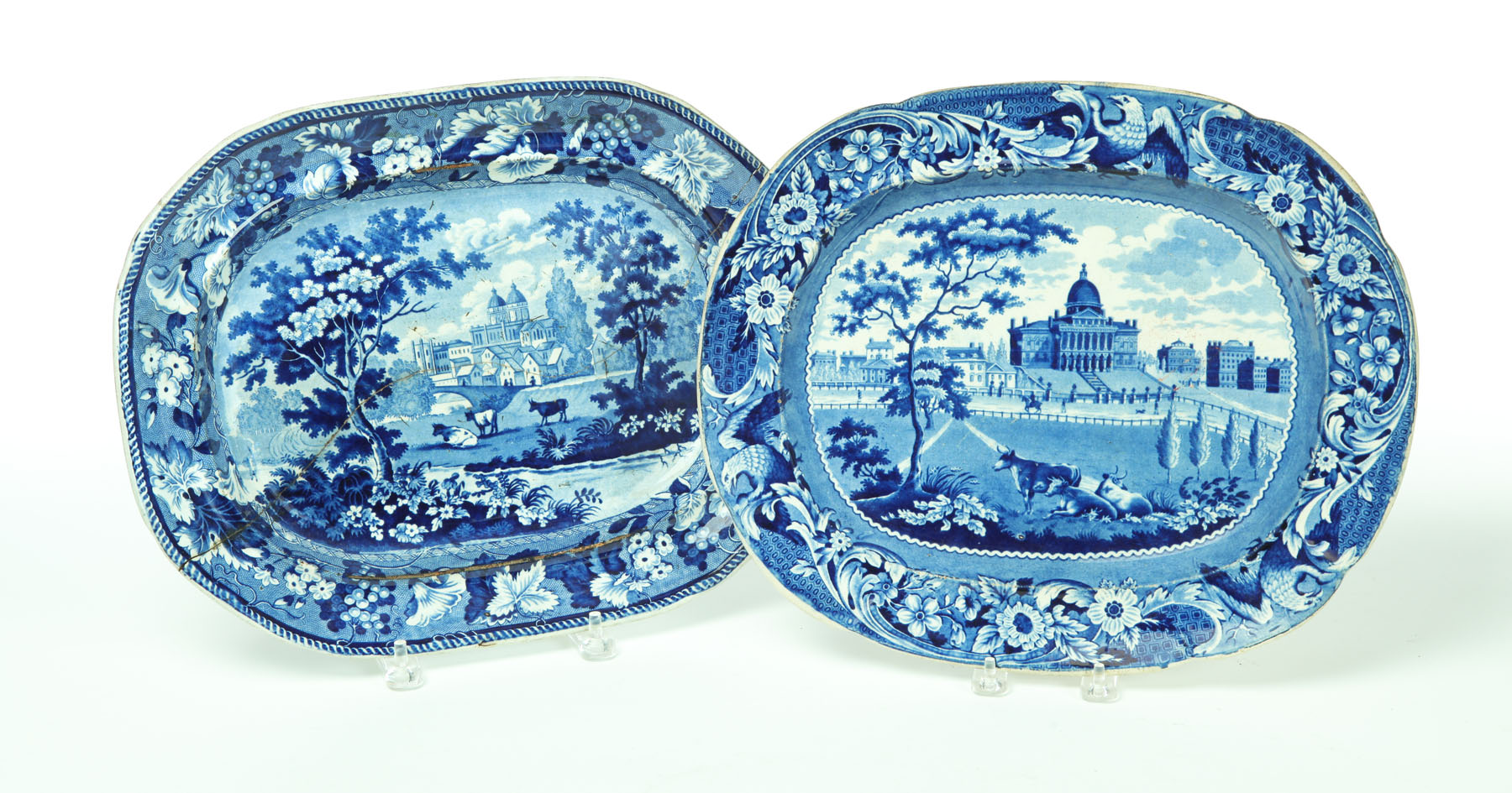 TWO HISTORIC BLUE STAFFORDSHIRE