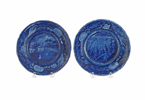 Two historical blue Staffordshire