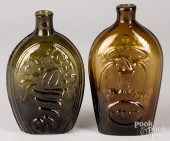 TWO HISTORICAL GLASS FLASKSTwo