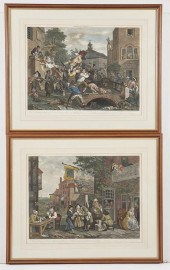 TWO HOGARTH COLORED ENGRAVINGS