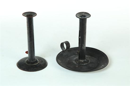 TWO HOGSCRAPER CANDLESTICKS. 