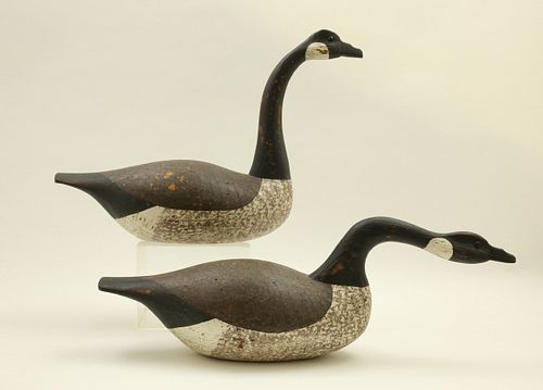 TWO HOLLOW BODY CARVED GEESE