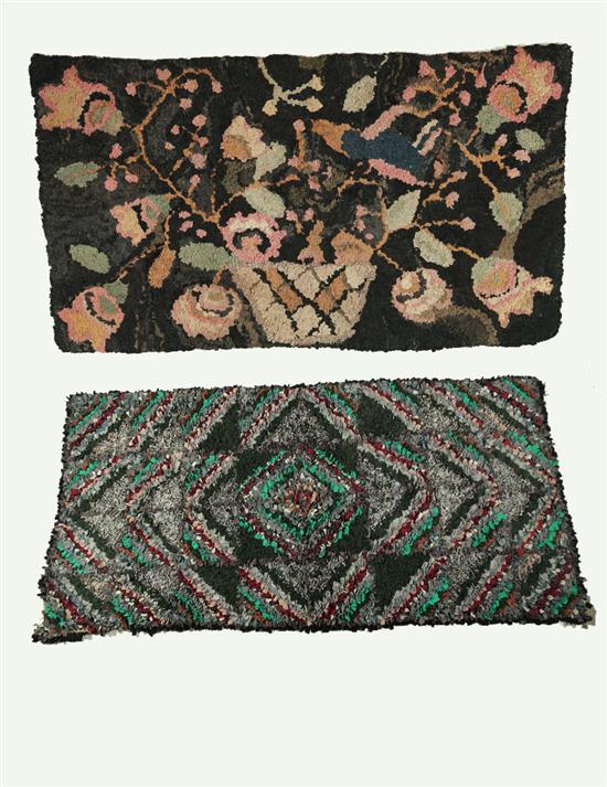 TWO HOOKED RUGS.  American  1st