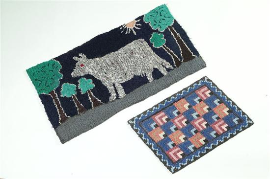 TWO HOOKED RUGS.  American 