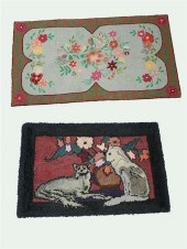 TWO HOOKED RUGS.  American. Tw