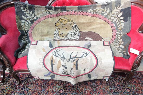 TWO HOOKED RUGS. One depicting a