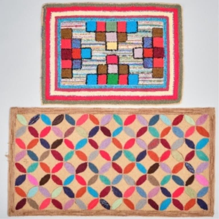TWO HOOKED RUGSA small hooked rug