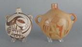 Two Hopi pottery canteens 6" h