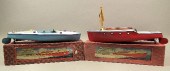 Two Hornby tinplate speed boat