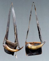 Two horns with possibles bags: