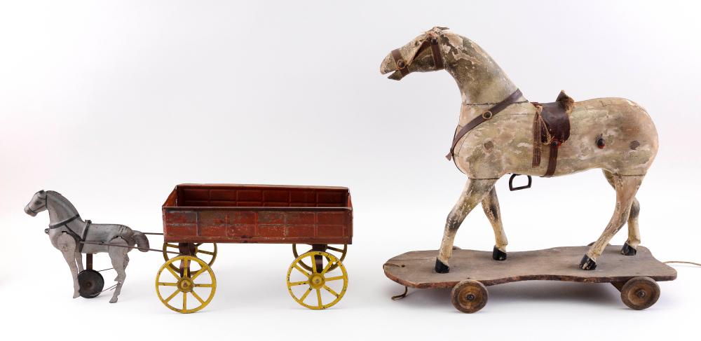 TWO HORSE-DRAWN PULL TOYS