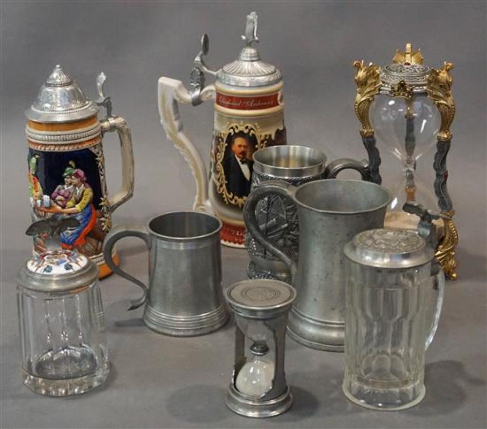 TWO HOUR GLASSES AND SEVEN ASSORTED
