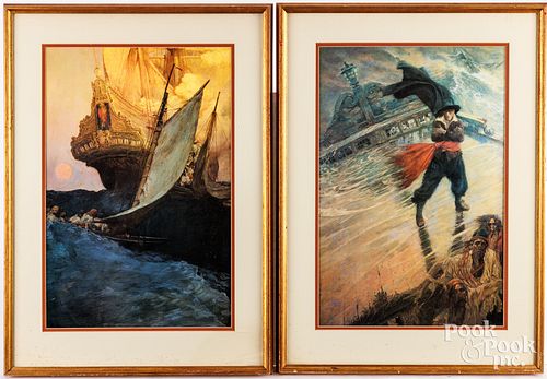 TWO HOWARD PYLE CHROMOLITHOGRAPH