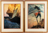 TWO HOWARD PYLE CHROMOLITHOGRA