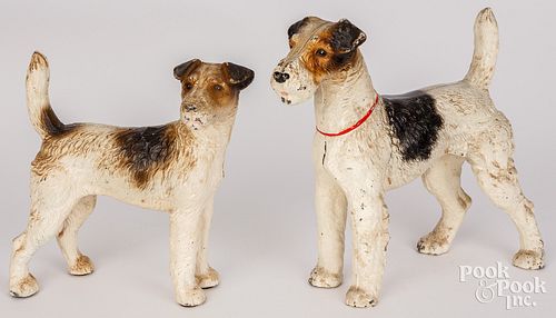 TWO HUBLEY CAST IRON FOX TERRIER