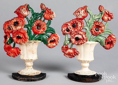 TWO HUBLEY CAST IRON POPPY