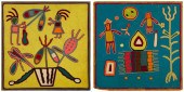 TWO HUICHOL YARN PAINTINGSTwo