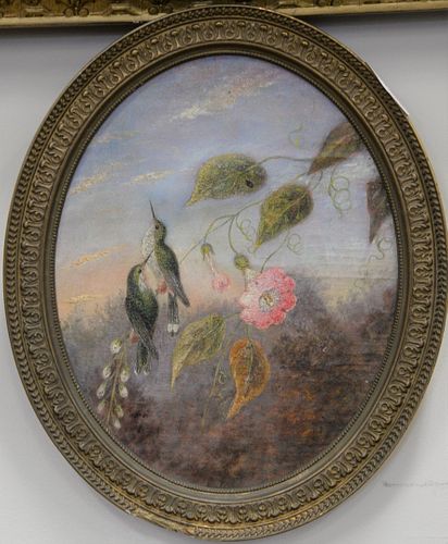 TWO HUMMINGBIRDS WITH FLOWERS,
