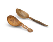 TWO HUPA/YUROK CARVED ELK ANTL