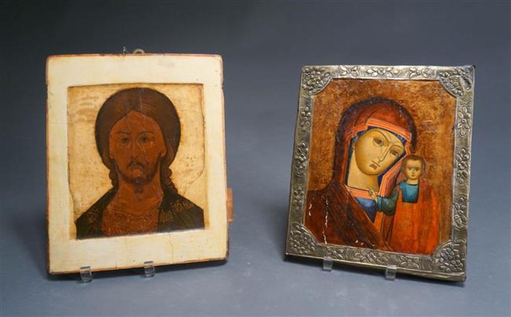 TWO ICONS OF CHRIST AND MADONNA AND