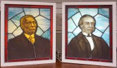 TWO ILLUMINATED STAINED GLASS