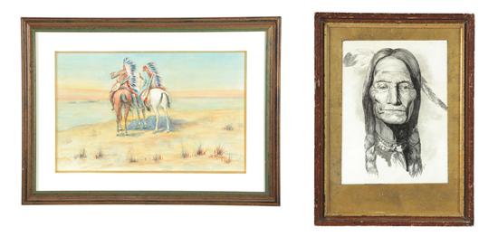 TWO IMAGES OF NATIVE AMERICANS. 