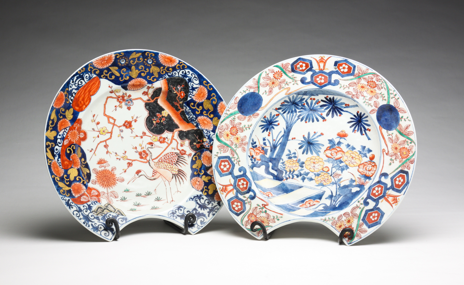 TWO IMARI BARBER BOWLS. Late 19th