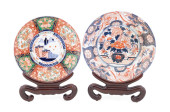 TWO IMARI FLORAL CHARGERS WITH