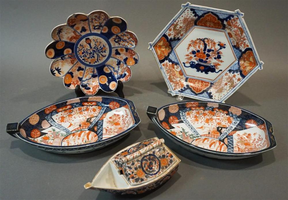 TWO IMARI PLATTERS AND THREE